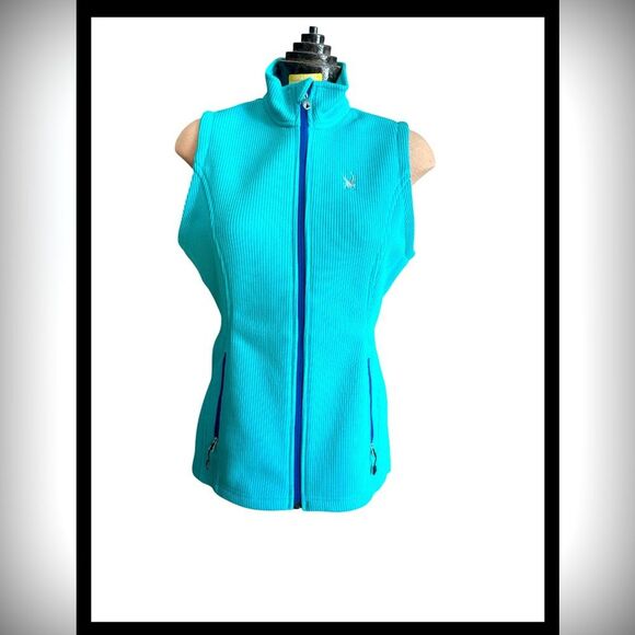 Spyder Contour Fit Vest Turquoise Purple Trim Women’s Medium Full Zip Activewear - Picture 1 of 7